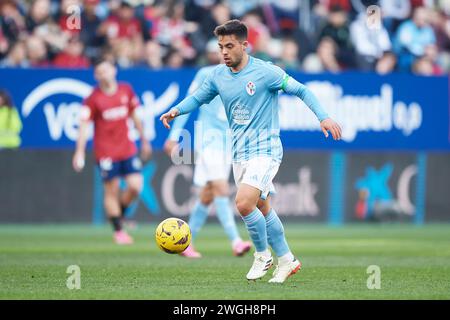 Fran Beltran of RC Celta in action during the LaLiga EA Sports match between CA Osasuna and RC Celta at El Sadar Stadium on February 04, 2024 in Pampl Stock Photo