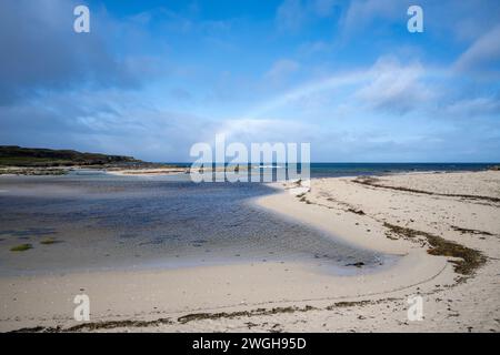The tranquil Langamull Bay on the north west of the Isle of Mull. Stock Photo
