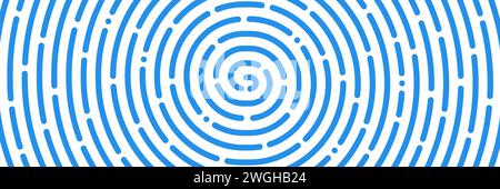 Finger print code banner or fingerprint pattern background, vector blue lines. Fingerprint, biometric identification, recognition and verification background with ID biometric fingerprint pattern Stock Vector