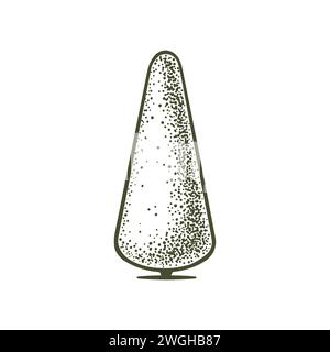 Sketch of topiary conifers. Sheared thuja sphere. Geometric trees for advertising and landscape design. Isolated on white background. Vector Stock Vector
