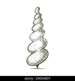 Sketch of topiary conifers. Sheared thuja sphere. Geometric trees for advertising and landscape design. Isolated on white background. Vector Stock Vector
