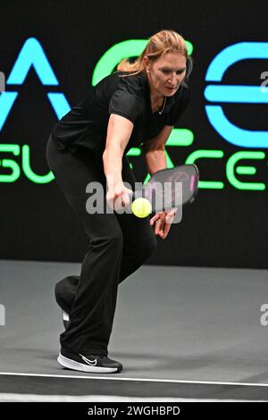 Hollywood FL, USA. 04th Feb, 2024. Steffi Graff plays during The Pickleball Slam 2 at Hard Rock Live held at the Seminole Hard Rock Hotel & Casino on February 4, 2024 in Hollywood, Florida. Credit: Mpi04/Media Punch/Alamy Live News Stock Photo