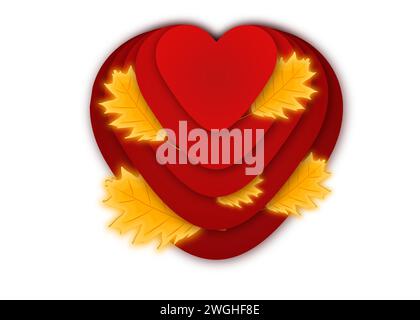 Illustration on theme beautiful bright shape heart in style paper cut, shape decorative paper cut heart consisting of many design elements, shape hear Stock Vector