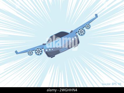 Flying car .Super high speed machine. Stock Vector