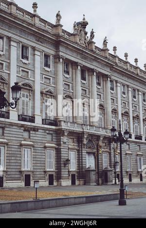 Side facade of the royal palace of Madrid in Spain on September 21, 2021 Stock Photo