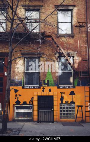 painted facade in Manhattan in New York City in the United States on February 18, 2020 Stock Photo