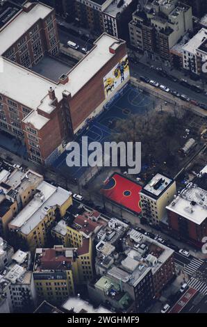 basketball courts in Manhattan seen from the air in New York City in the United States on February 20, 2020 Stock Photo