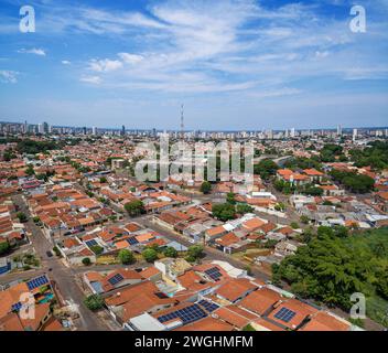 Aerial view of Campo Grande - MS, the capital of Mato Grosso do Sul state, Brazil. Residential area, nearby the neighborhoods Autonomista, Vila Rica, Stock Photo
