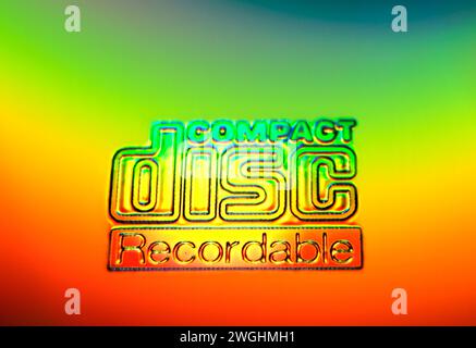 Close-up of the imprint on a CD compact disc Stock Photo