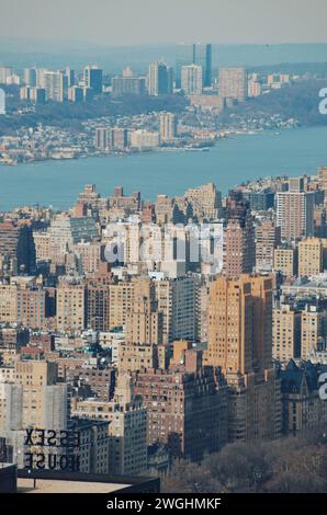 aerial views of the Manhattan skyline in New York City in the United States on February 20, 2020 Stock Photo