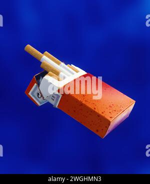 Cigarettes in a neutral cigarette pack Stock Photo