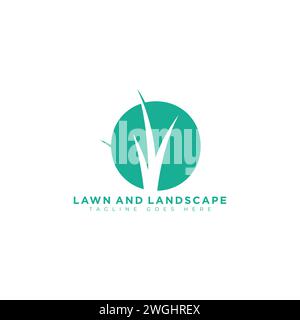 Lawn logo vector icon illustration of lawn care landscape grass and leaf concept logo design template Stock Vector
