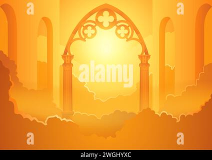 Biblical silhouette illustration series, heavens gate, vector format Stock Vector
