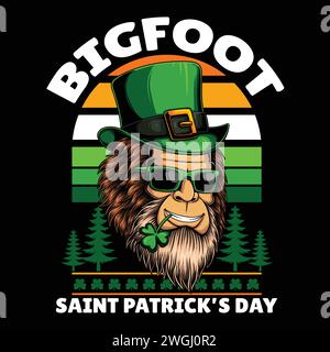 Bigfoot head saint patrick's day vector illustration for your company or brand Stock Vector