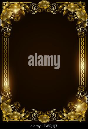 Elegant and luxurious regal gold frame on dark brown background with blank space for copy text template, EPS10 vector illustration Stock Vector