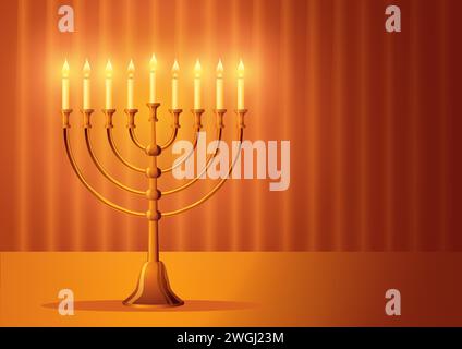 Vector illustration of menorah a traditional candelabra, Jewish holiday background, Hanukkah, vector illustration Stock Vector