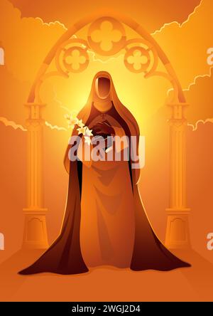 Religion vector illustration series, Saint Catherine of Siena a member of the Third Order of Saint Dominic Stock Vector