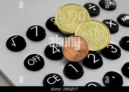 0,41 Euro and calculator close up Stock Photo