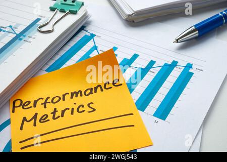 Financial charts and performance metrics mark. Stock Photo