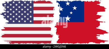 Independent State and USA grunge flags connection, vector Stock Vector