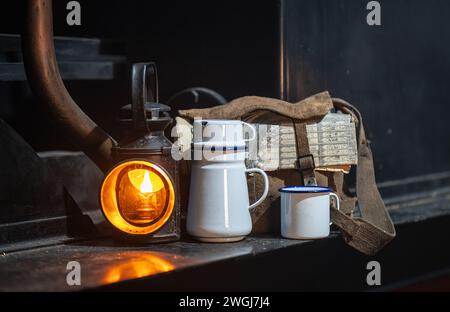 Still Life on Steam Engine Footplate. Stock Photo