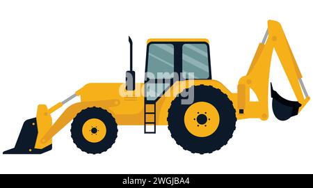 Backhoe loader. Construction machinery. Special equipment. Vector illustration Eps 10 Stock Vector