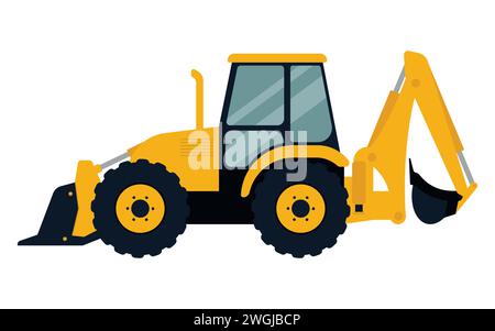 Backhoe loader. Construction machinery. Special equipment. Vector illustration Eps 10 Stock Vector