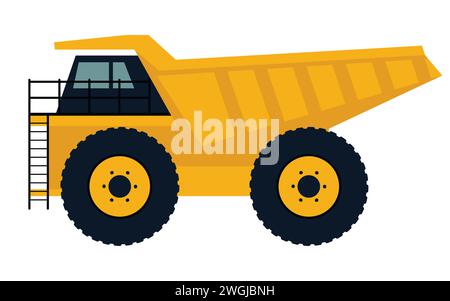 Dump truck icon. Large haul truck side. Vector illustration. Eps 10. Stock Vector