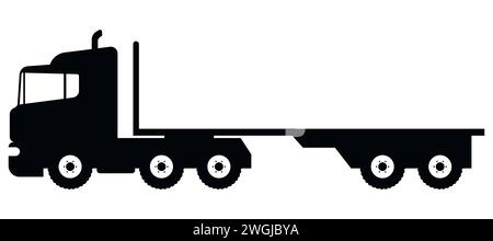 Flatbed trailer tractor truck icon. Vector illustration. Eps 10. Stock Vector