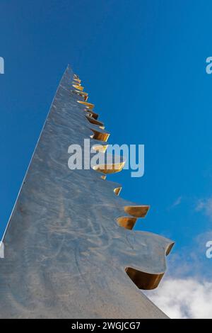 Detroit, Michigan - Artwork outside the College of Engineering on the campus of Wayne State University. The sculpture, by Bruce White, is called Helio Stock Photo