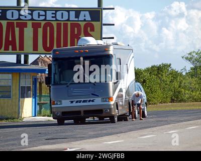 Miccosukee Indian Reservation, Florida, United States - November 27, 2010: Broken motorhome in the Tamiami Trail. Stock Photo