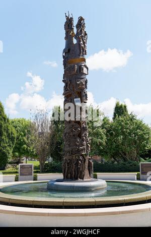 Tulsa, OK - Sept. 16, 2021: The Tower of Reconciliation, by Ed Dwight, at John Hope Franklin Reconciliation Park is a 26 foot tall memorial tower depi Stock Photo