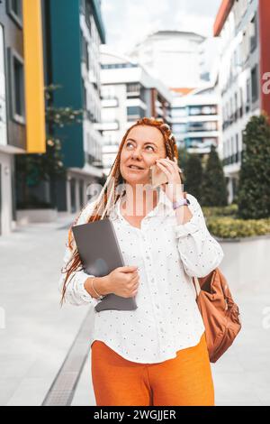 Entrepreneur Engaged in Business Call Stock Photo