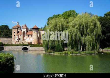 Beaune, Bourgogne, France - June 12 2021: Historic private chateau in famous wine making region Burgundy Stock Photo