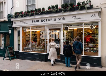 London, UK. 3rd February, 2024. Members of the public are pictured outside delicatessen Paul Rothe & Son. Paul Rothe & Son is one of London's oldest delicatessens and is best known for its soups and sandwiches. Credit: Mark Kerrison/Alamy Live News Stock Photo