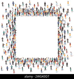 Square frame with different people standing together Stock Vector