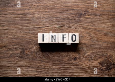 Info - word concept on building blocks, text Stock Photo
