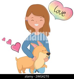 cute cat and people pop art style vector image Stock Vector