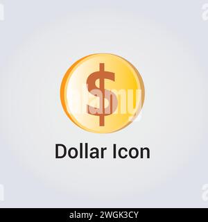 Currency Icon Dollar Logo Button Illustration Vector Stock Vector