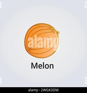 Melon Cantaloupe Fruit Illustration Icon - Vector Design Elements - Hand drawn Stock Vector