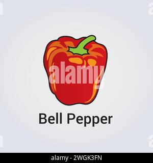 Bell Pepper Vegetable Illustration Icon - Vector Design Elements - Hand drawn Stock Vector