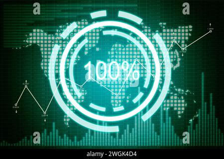 Digital world map, stock chart and investment analytic interface on virtual screen. Finance and trade marketing concept. 3d rendering Stock Photo