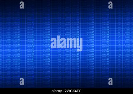 Glowing spreadsheet and analytics data on digital screen. Analytics and exchange concept. 3d rendering Stock Photo