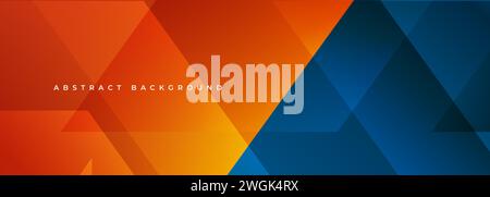 Orange and blue modern abstract wide banner with geometric shapes. Dark blue and orange abstract background. Vector illustration Stock Vector