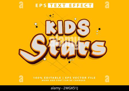 Kids Stars 3D Cartoon template style premium vector with editable text effect Stock Vector