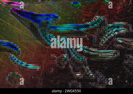 Colorful abstract image of bubble wrap with the bubble and scratch marks under colored light Stock Photo