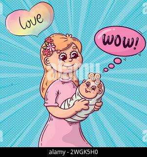 Super mom pop art style vector image Stock Vector