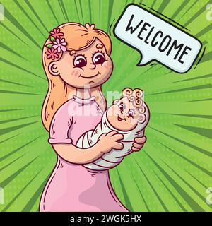 Super mom pop art style vector image Stock Vector