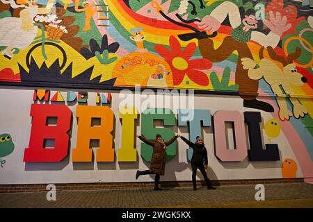 “Made in Bristol” poster art on wall along Quakers Ln, Broadmead, Bristol Stock Photo