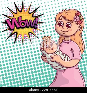 Super mom pop art style vector image Stock Vector